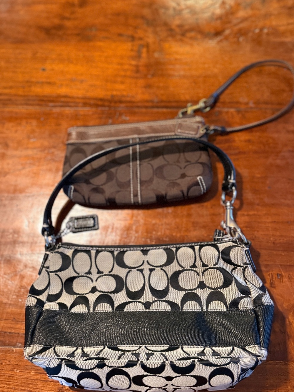 Vintage Y2K Coach Signature Demi shoulder bag and wristlet bundle.